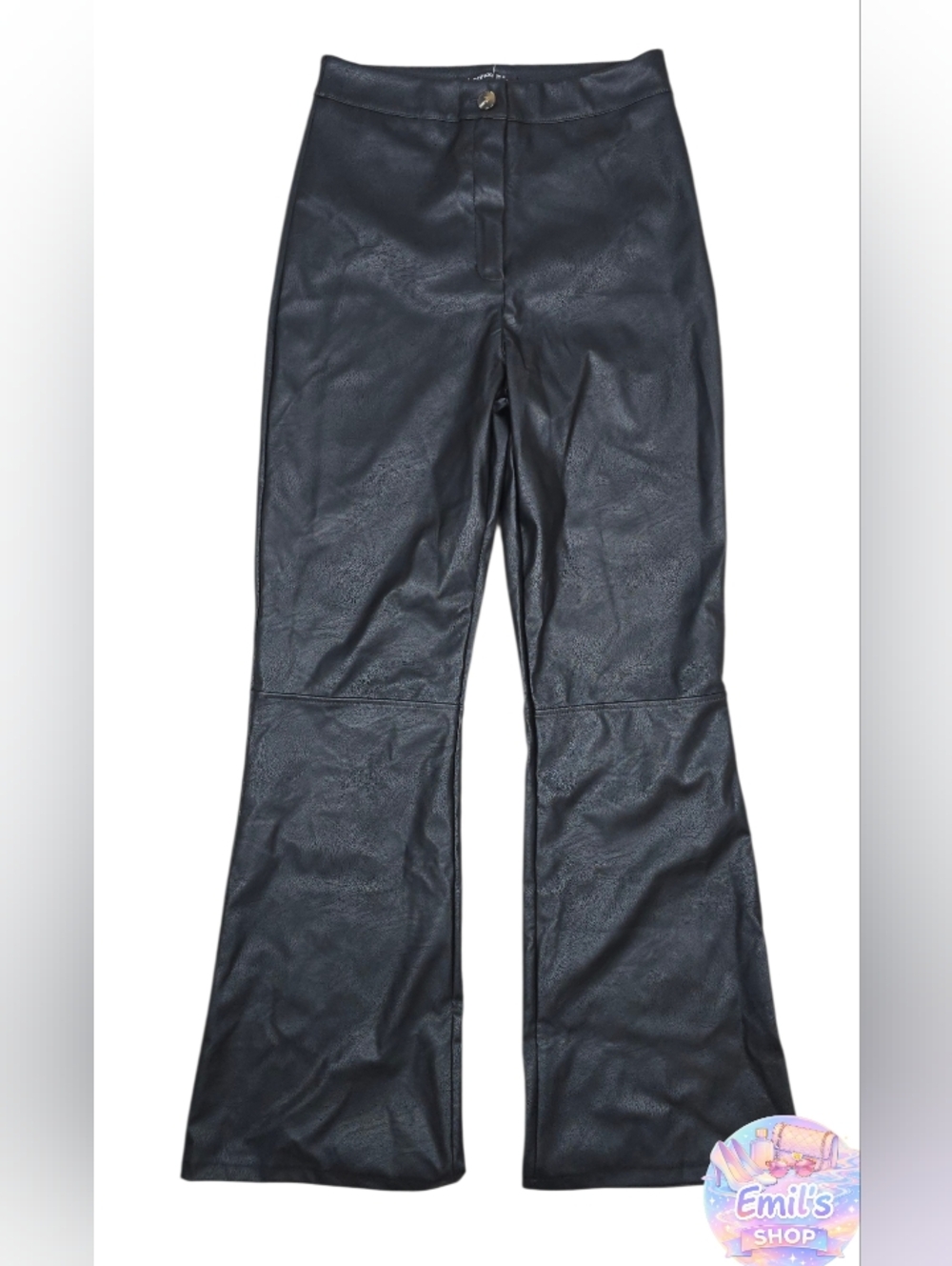 Boohoo Black Faux Leather Pants with Branded Tag